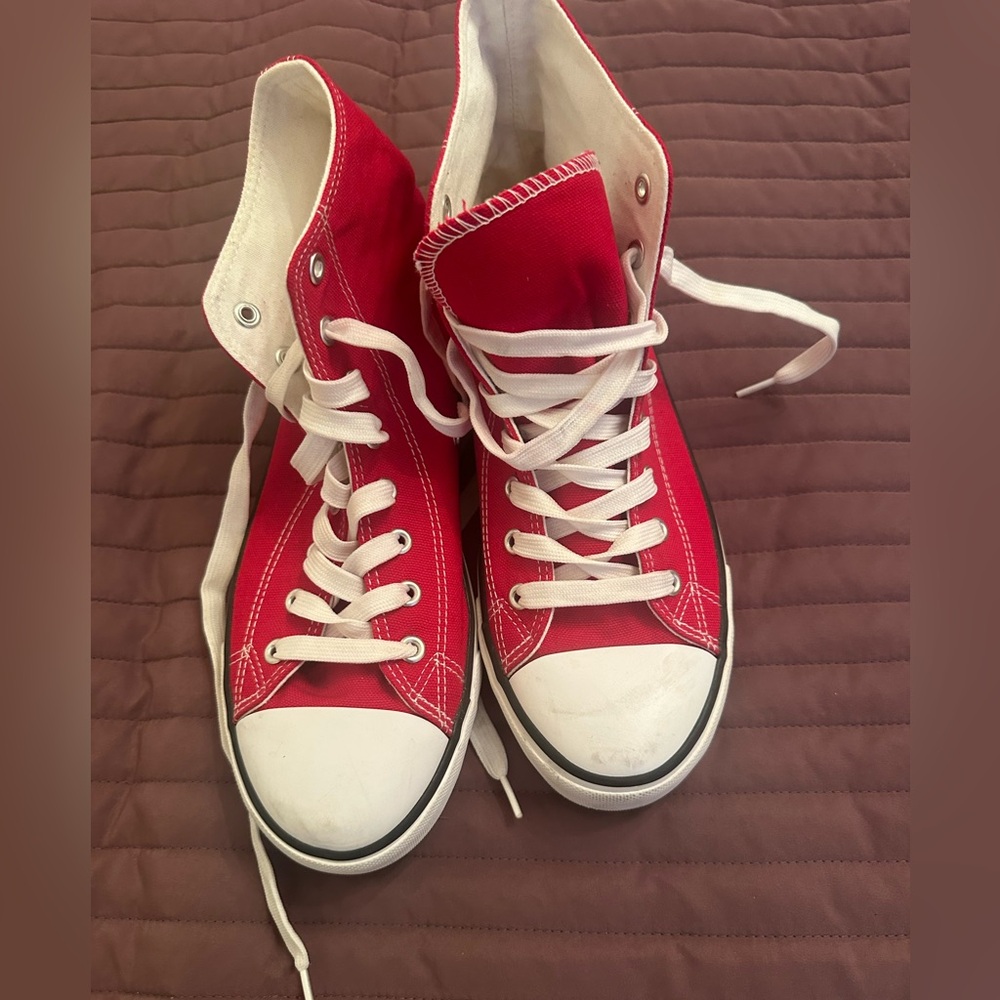 Red High-Top Sneakers - Picture 3 of 7